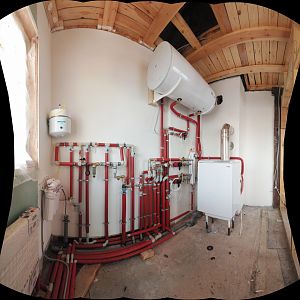 The 40 kwh boiler room with horizontal hot water celinder