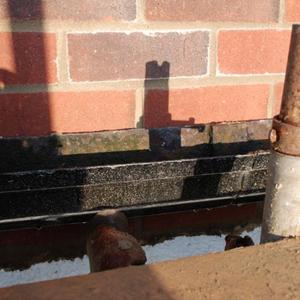 gutter in front of stack
