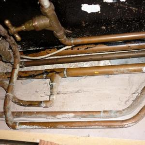 pipes below the work surface