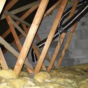 Two flues in attic above flats