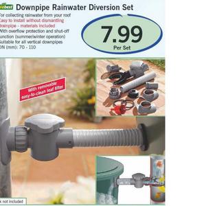 Downpipe rainwater diversion set