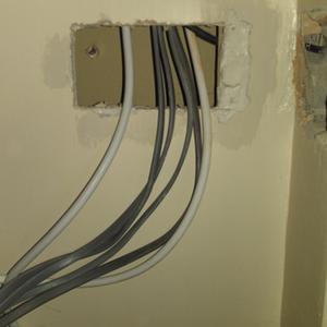 Hall light switch by front door cables