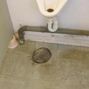 Hole below urinal