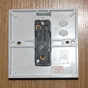 A light switch without earthed screw holes. (1)